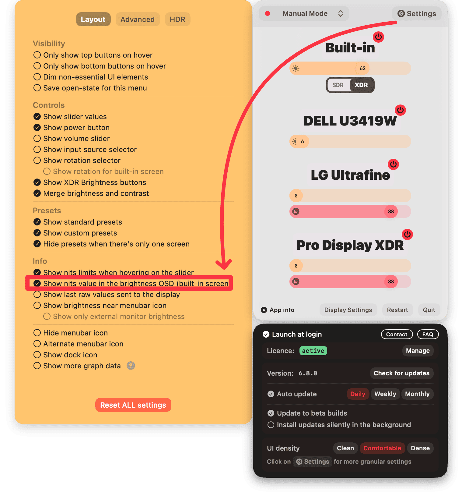 disable nits osd setting